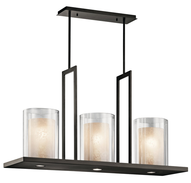 Kichler 42548OZ Three Light Linear Chandelier, Olde Bronze