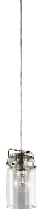 Kichler 42878NI One Light Mini Pendant, Brushed Nickel