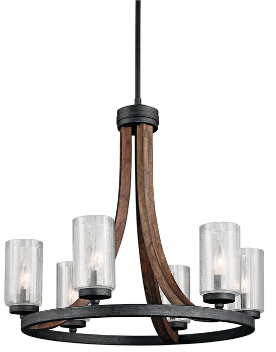 Kichler 43193AUB Six Light Chandelier, Auburn Stained