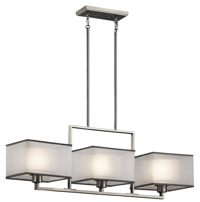 Kichler 43437NI Three Light Linear Chandelier, Brushed Nickel