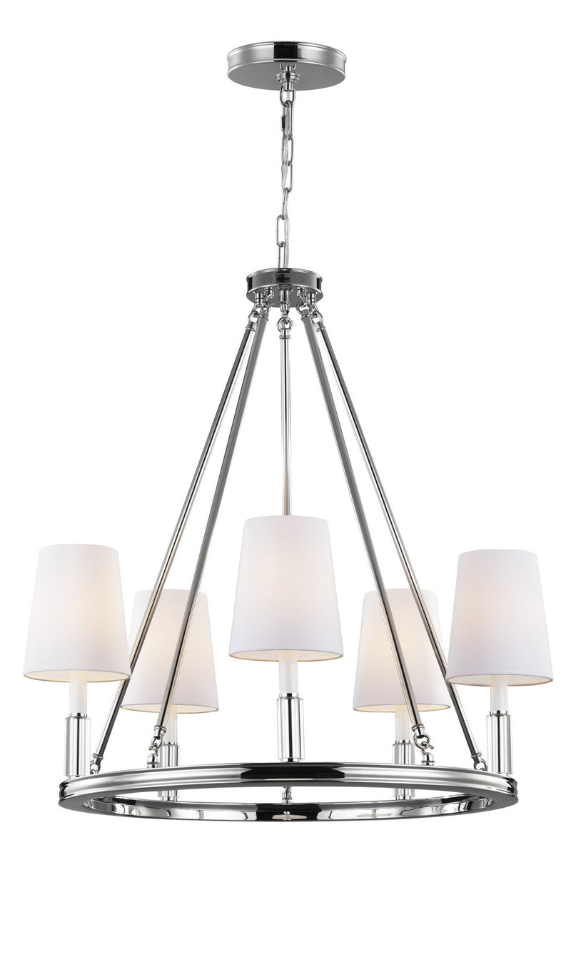 Visual Comfort Studio F2922/5PN Five Light Chandelier, Polished Nickel