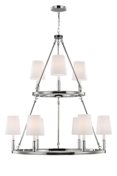 Visual Comfort Studio F2937/3+6PN Nine Light Chandelier, Polished Nickel
