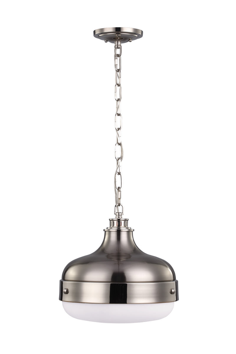 Generation Lighting P1283PN/BS Two Light Pendant, Polished Nickel / Brushed Steel