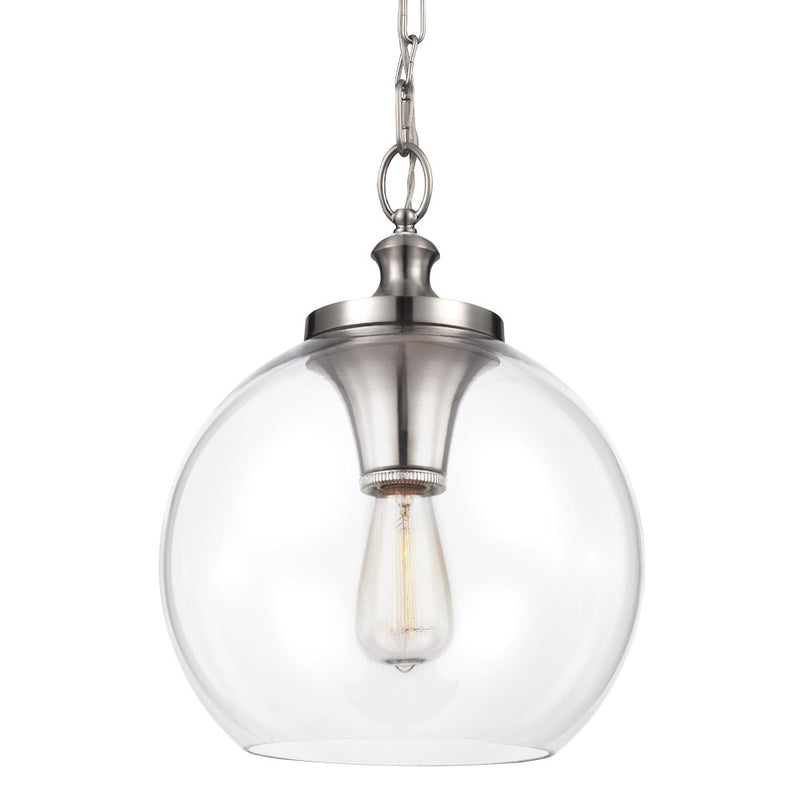 Visual Comfort Studio P1307BS One Light Pendant, Brushed Steel