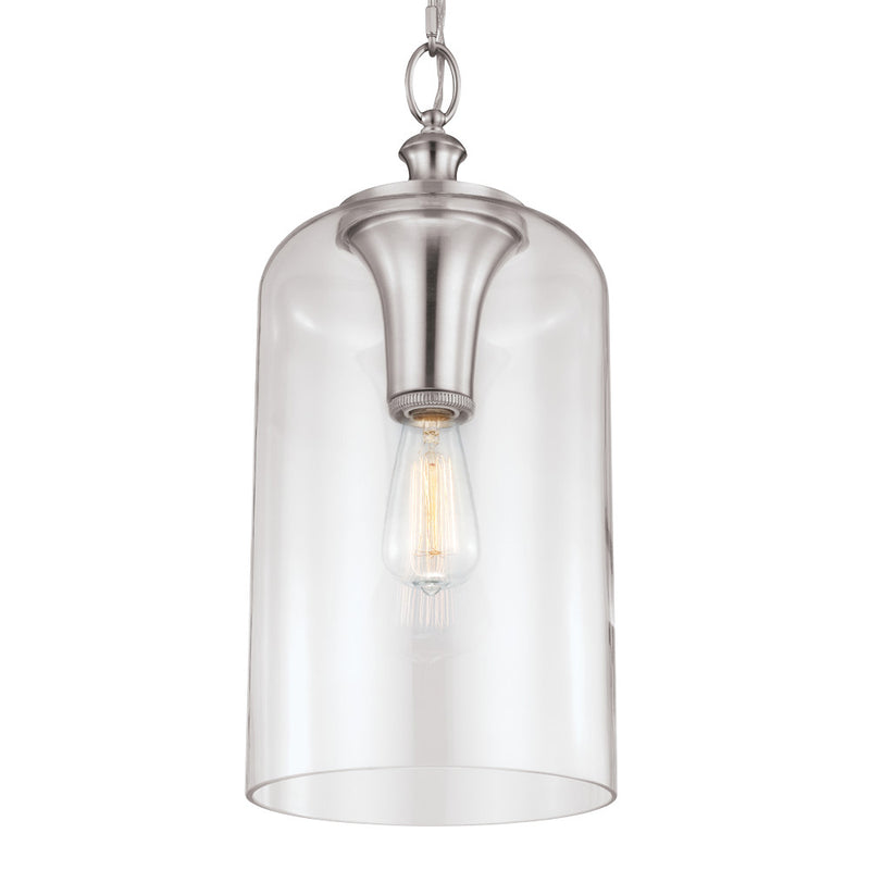 Visual Comfort Studio P1309BS One Light Pendant, Brushed Steel