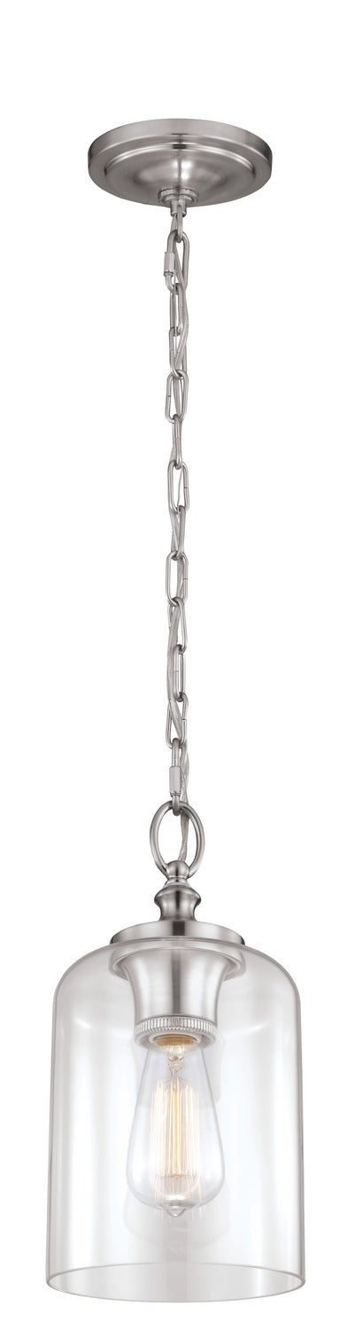 Visual Comfort Studio P1310BS One Light Pendant, Brushed Steel