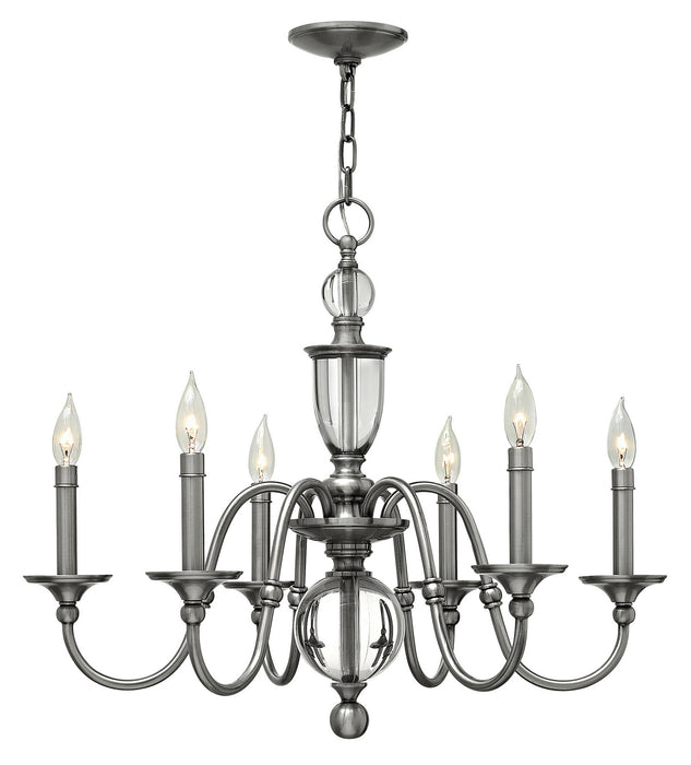 Hinkley 4956PL LED Chandelier, Polished Antique Nickel