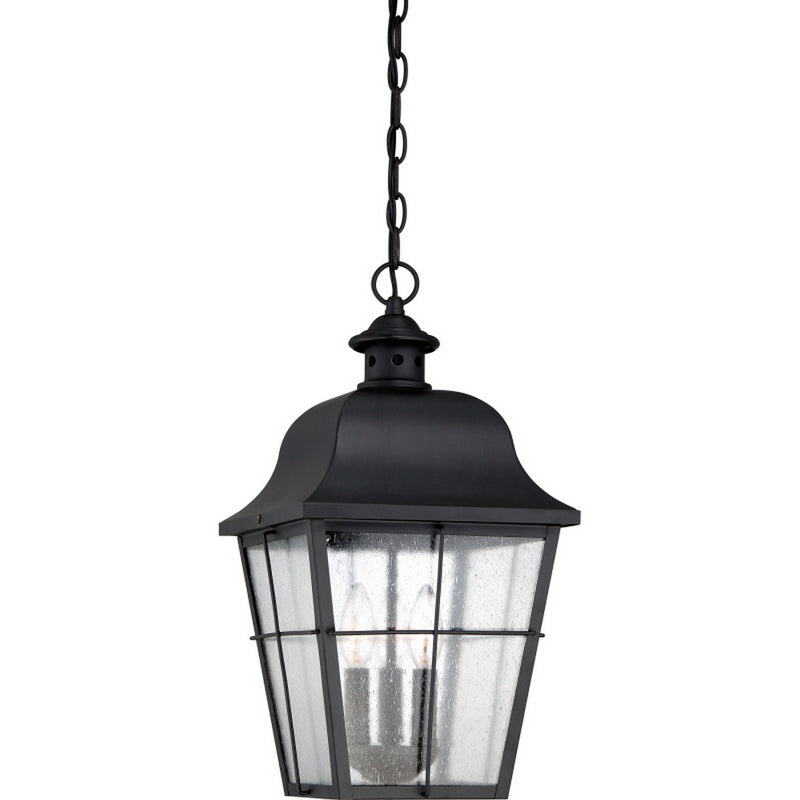 Quoizel MHE1910K Three Light Outdoor Hanging Lantern, Mystic Black