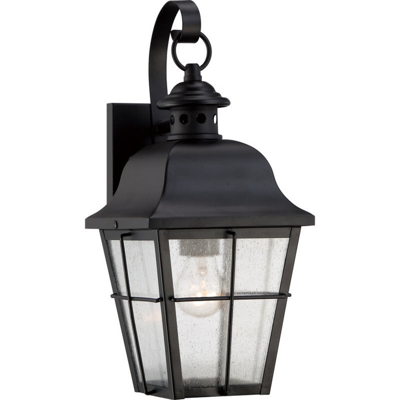 Quoizel MHE8406K One Light Outdoor Wall Lantern, Mystic Black