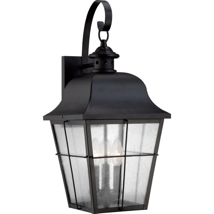 Quoizel MHE8410K Three Light Outdoor Wall Lantern, Mystic Black