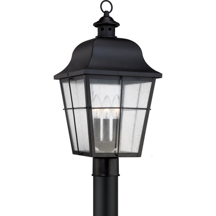 Quoizel MHE9010K Three Light Outdoor Post Lantern, Mystic Black