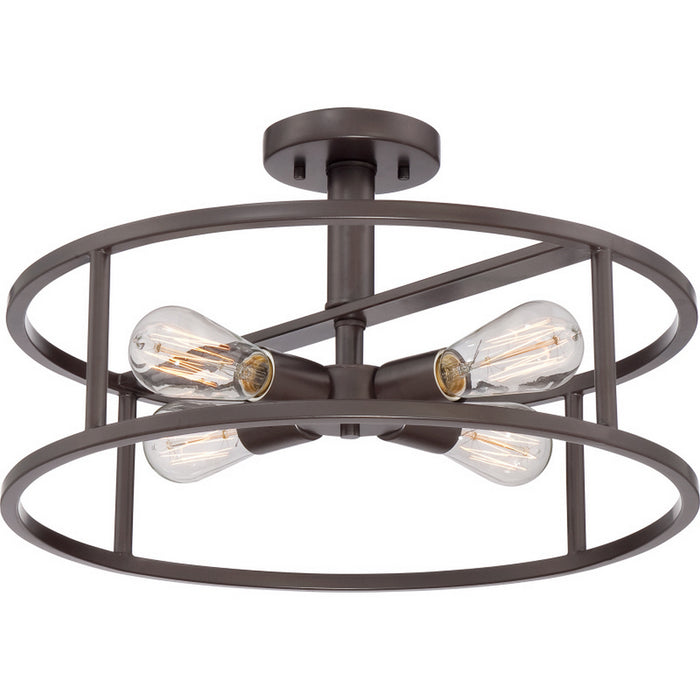 Quoizel NHR1718WT Four Light Semi-Flush Mount, Western Bronze