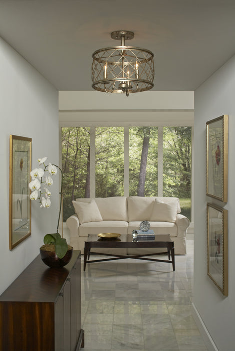 Quoizel RDY1714CS Three Light Semi-Flush Mount, Century Silver Leaf