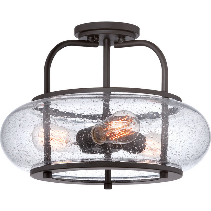 Quoizel TRG1716OZ Three Light Semi-Flush Mount, Old Bronze