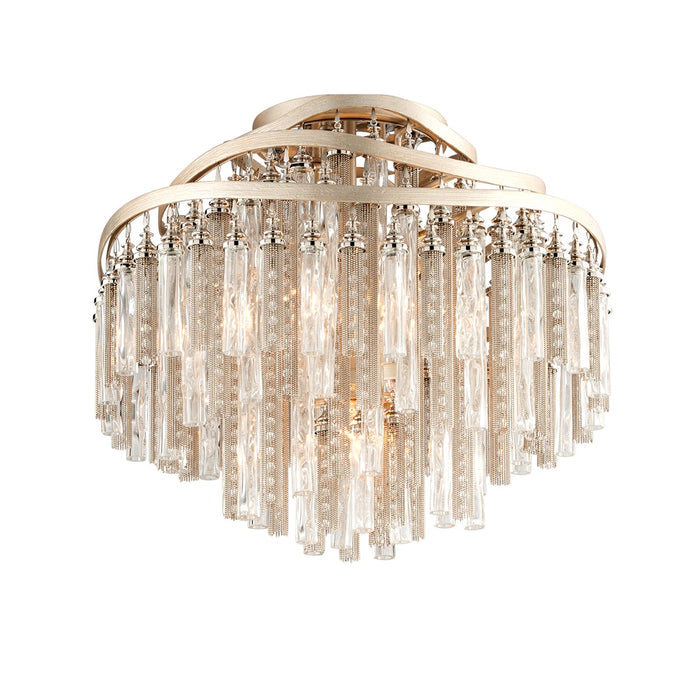 Corbett Lighting 176-34 Four Light Semi Flush Mount, Tranquility Silver Leaf