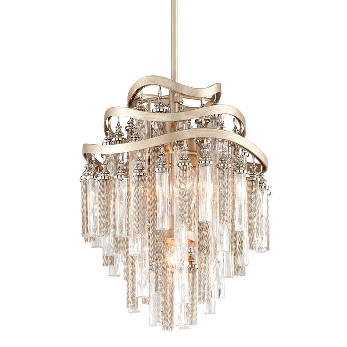 Corbett Lighting 176-43-WSL Three Light Pendant, Warm Silver Leaf