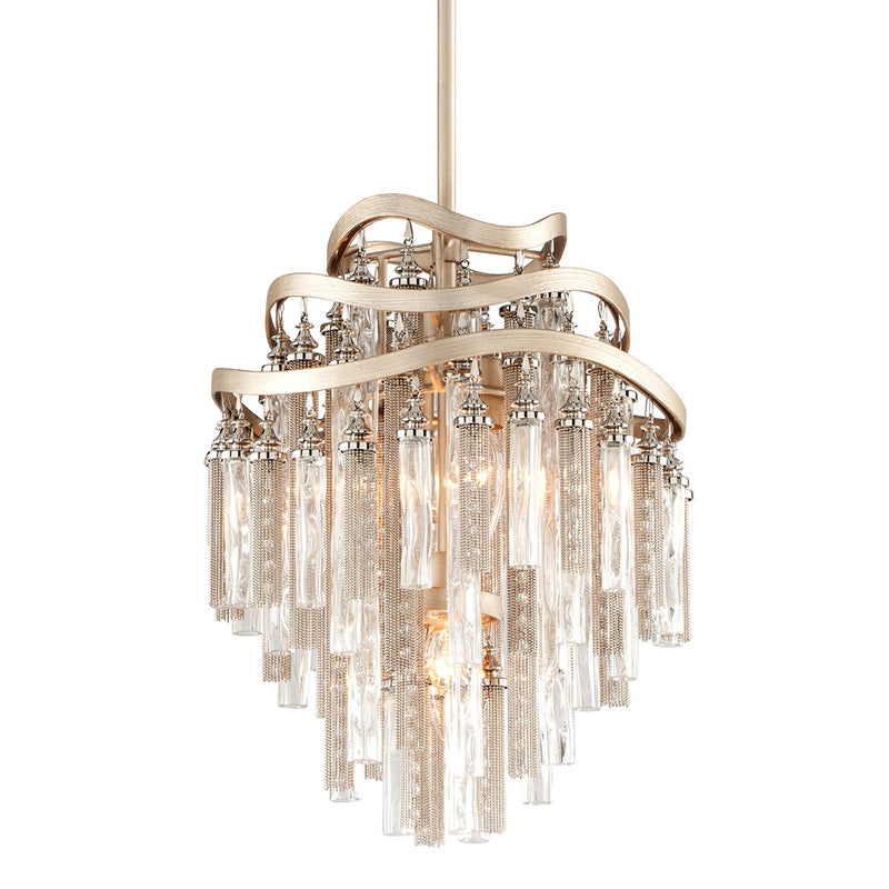 Corbett Lighting 176-43-WSL Three Light Pendant, Warm Silver Leaf