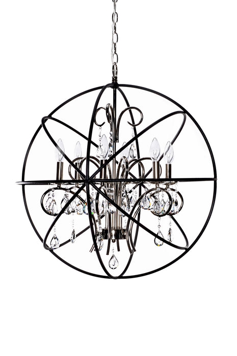 Maxim 25144ARPN Six Light Pendant, Anthracite / Polished Nickel