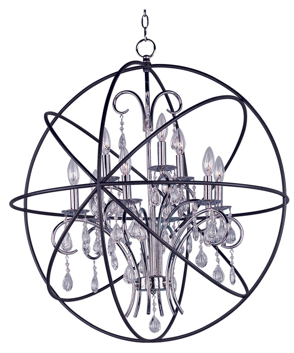Maxim 25145ARPN Nine Light Pendant, Anthracite / Polished Nickel