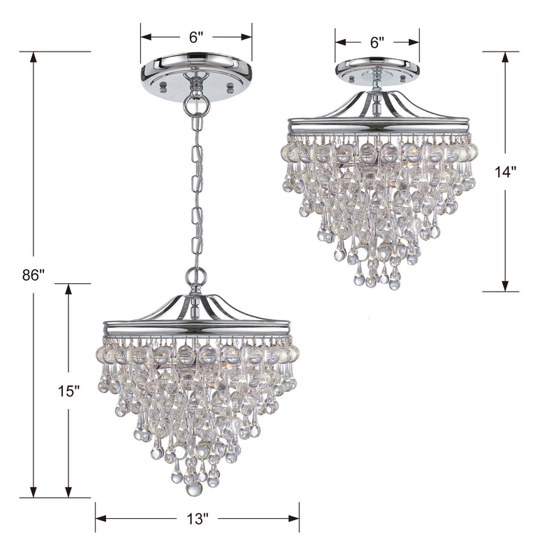Crystorama 130-CH_CEILING Three Light Semi Flush Mount, Polished Chrome