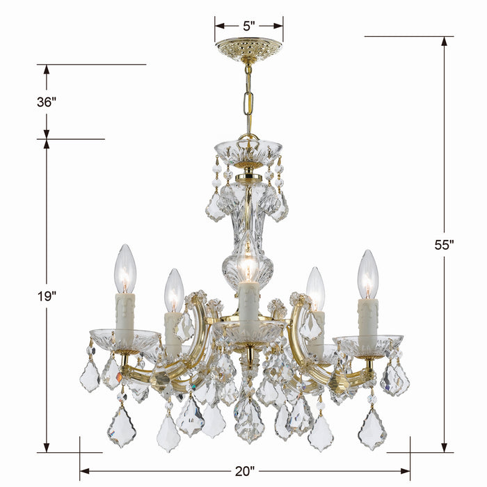 Crystorama 4376-GD-CL-SAQ Five Light Mini Chandelier, Gold