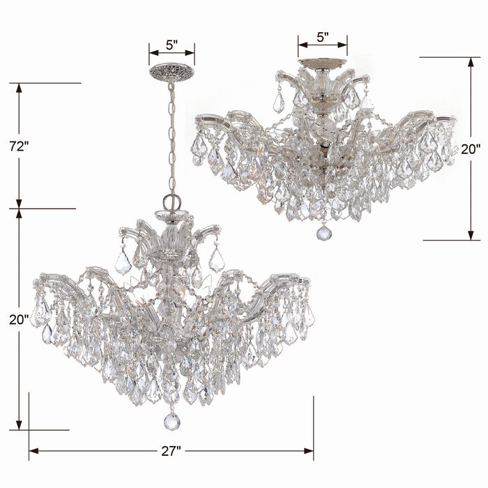 Crystorama 4439-CH-CL-S_CEILING Six Light Semi Flush Mount, Polished Chrome