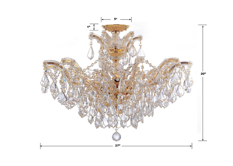 Crystorama 4439-GD-CL-MWP_CEILING Six Light Semi Flush Mount, Gold