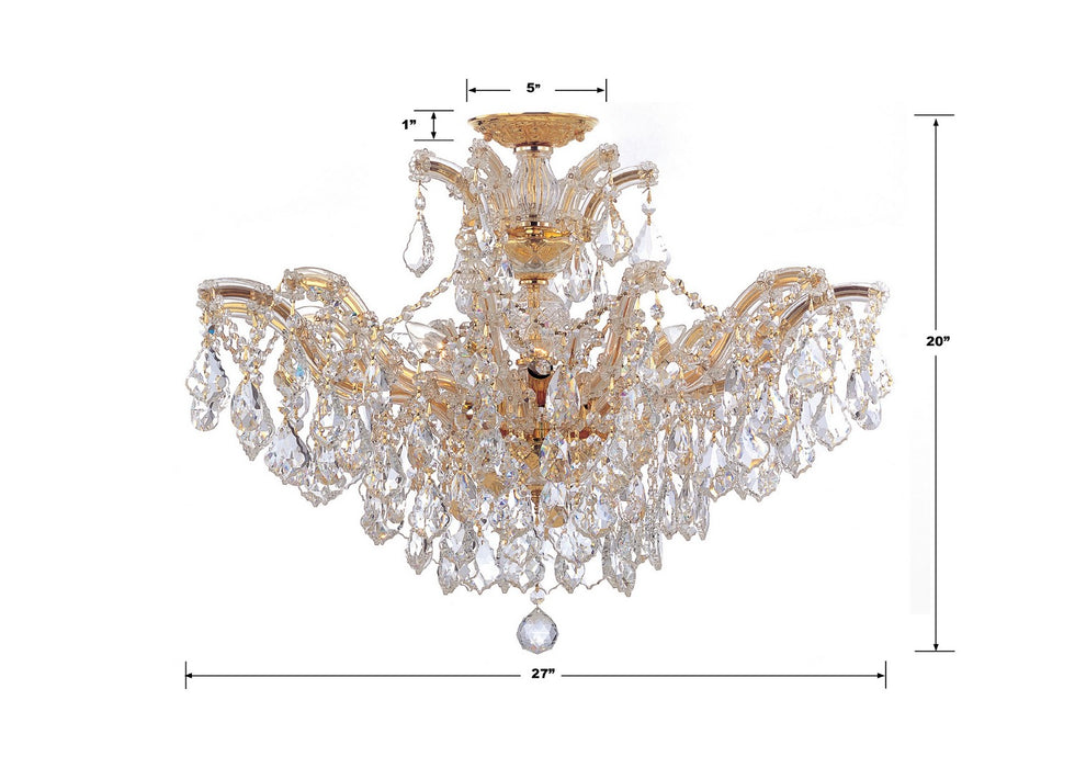 Crystorama 4439-GD-CL-MWP_CEILING Six Light Semi Flush Mount, Gold