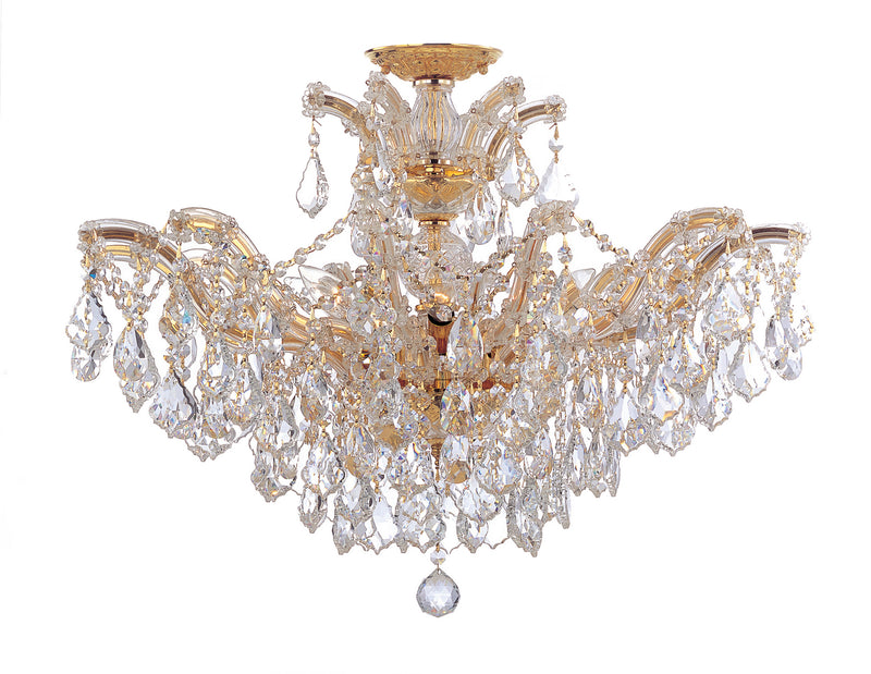Crystorama 4439-GD-CL-MWP_CEILING Six Light Semi Flush Mount, Gold