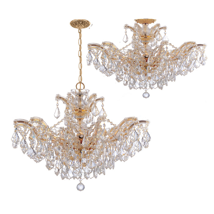 Crystorama 4439-GD-CL-S_CEILING Six Light Semi Flush Mount, Gold