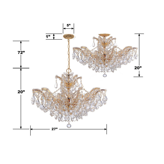 Crystorama 4439-GD-CL-S_CEILING Six Light Semi Flush Mount, Gold