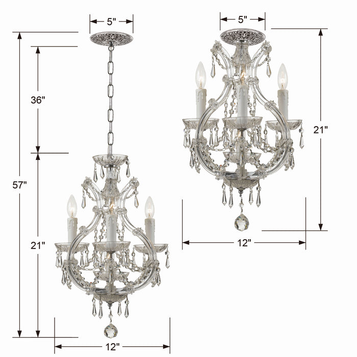 Crystorama 4473-CH-CL-MWP_CEILING Four Light Semi Flush Mount, Polished Chrome