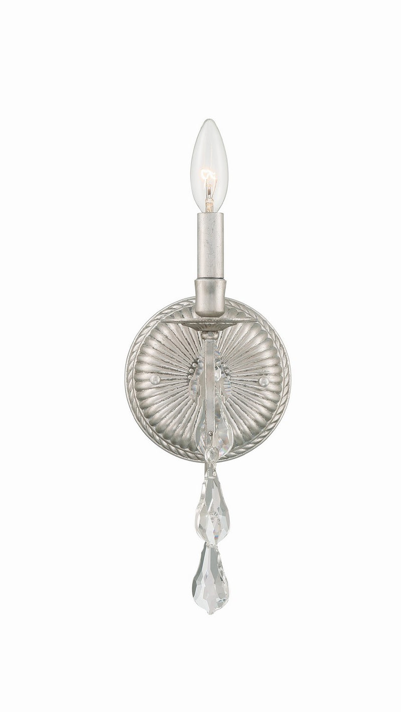 Crystorama 5011-OS-CL-MWP One Light Wall Sconce, Olde Silver