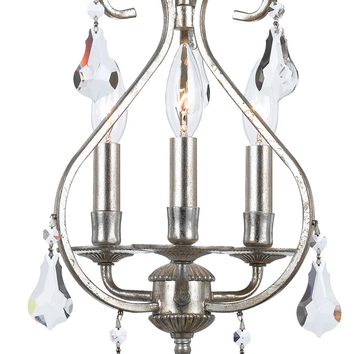 Crystorama 5013-OS-CL-MWP Three Light Mini Chandelier, Olde Silver