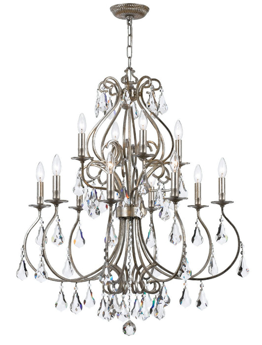 Crystorama 5017-OS-CL-MWP 12 Light Chandelier, Olde Silver