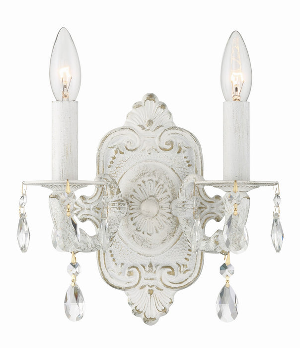 Crystorama 5022-AW-CL-S Two Light Wall Sconce, Antique White