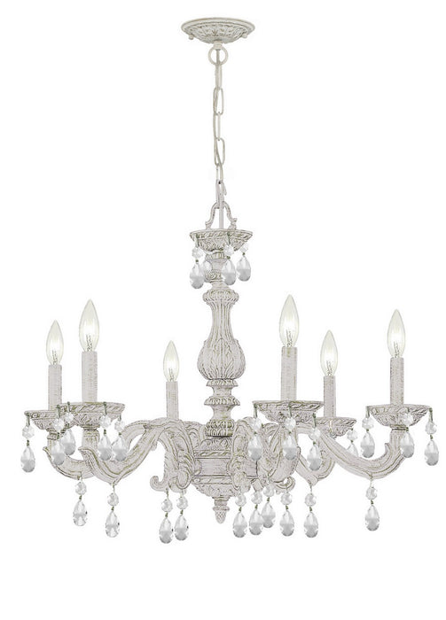 Crystorama 5036-AW-CL-S Six Light Chandelier, Antique White