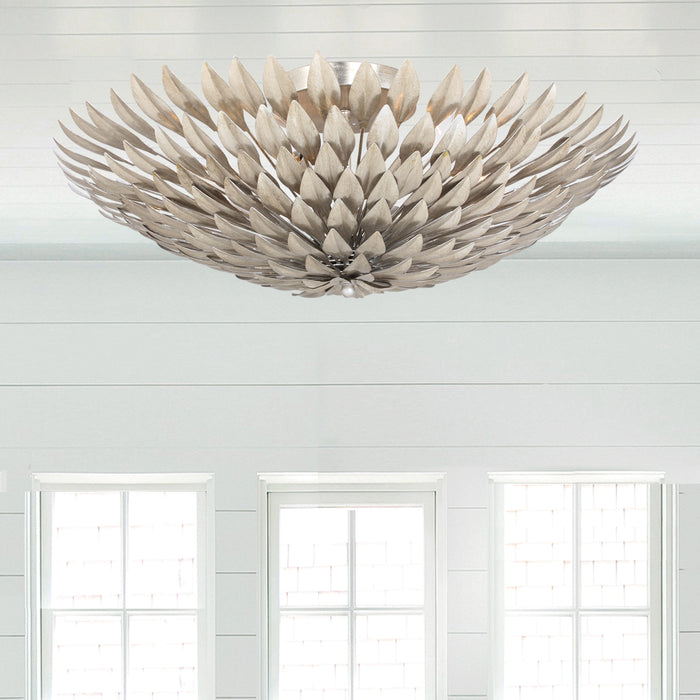 Crystorama 507-SA Six Light Flush Mount, Antique Silver