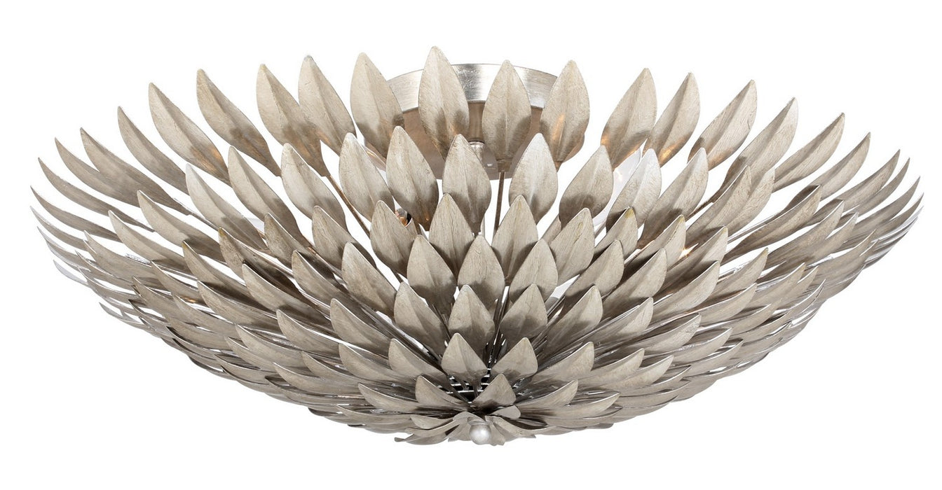 Crystorama 507-SA Six Light Flush Mount, Antique Silver