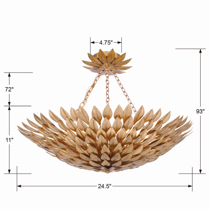 Crystorama 517-GA_CEILING Six Light Semi Flush Mount, Antique Gold