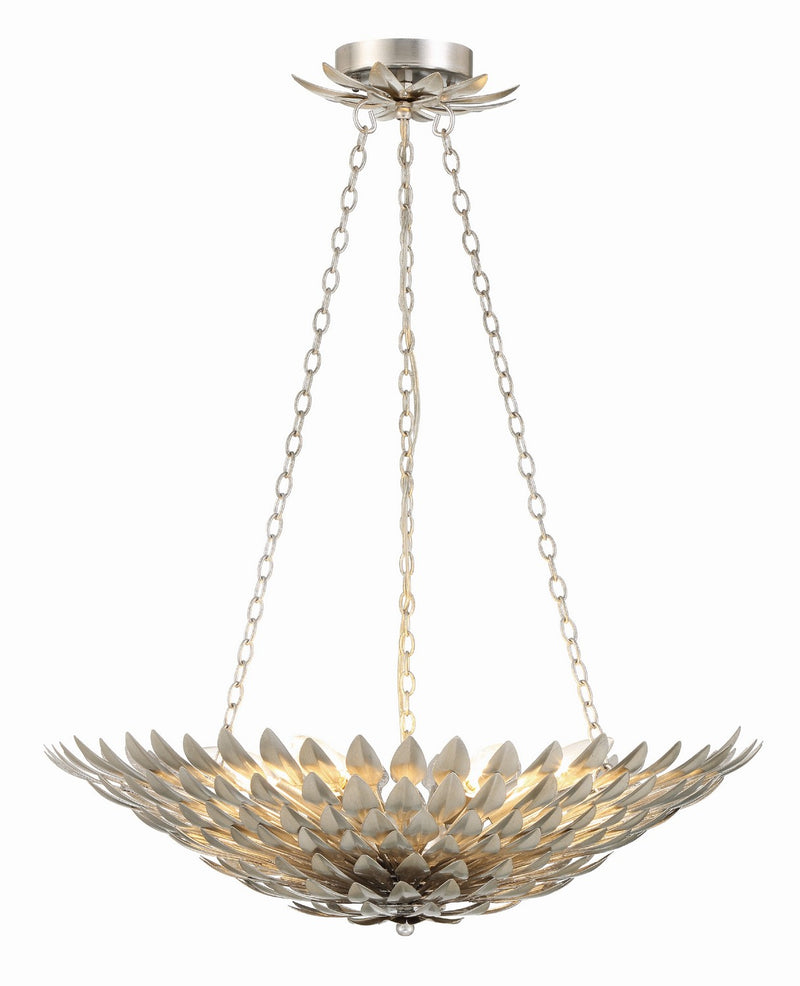 Crystorama 517-SA Six Light Chandelier, Antique Silver