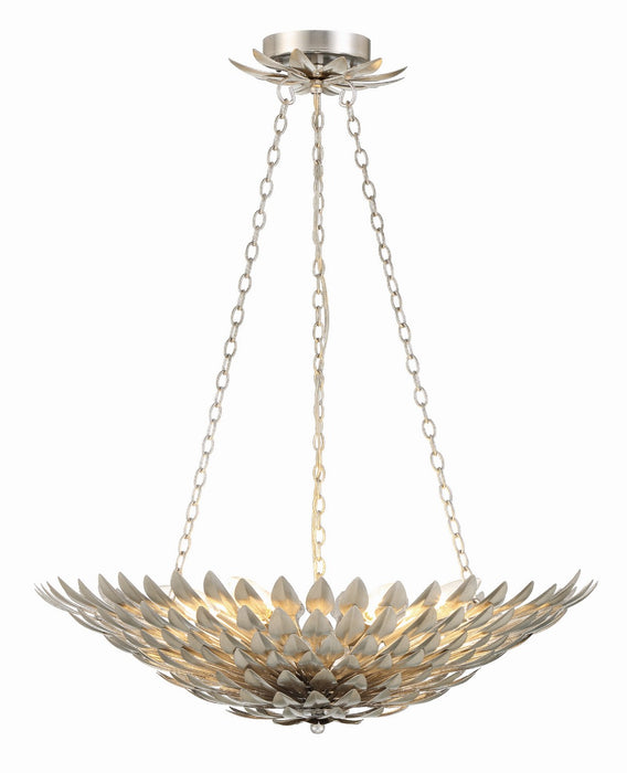 Crystorama 517-SA Six Light Chandelier, Antique Silver