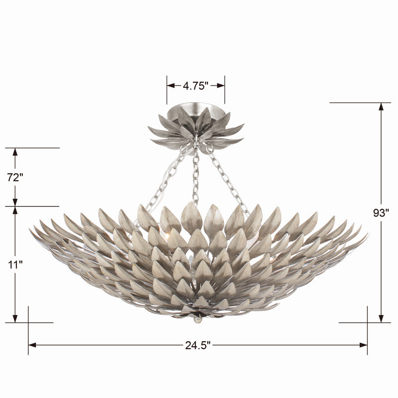 Crystorama 517-SA_CEILING Six Light Semi Flush Mount, Antique Silver