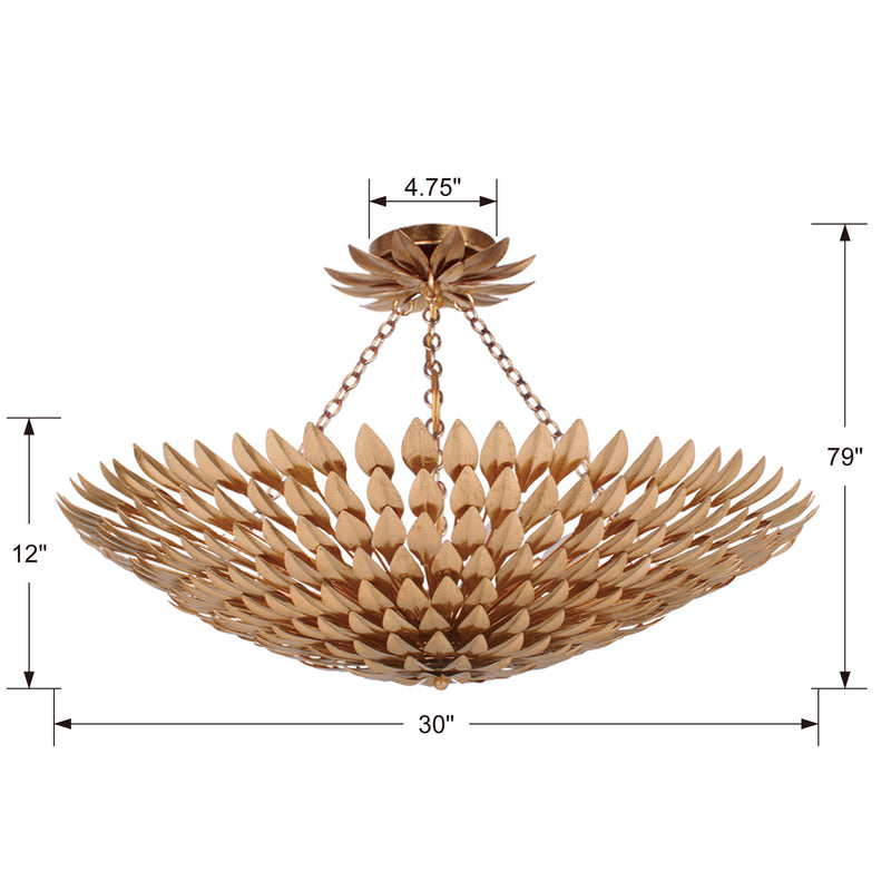 Crystorama 519-GA_CEILING Eight Light Semi Flush Mount, Antique Gold