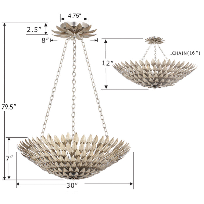 Crystorama 519-SA Eight Light Chandelier, Antique Silver