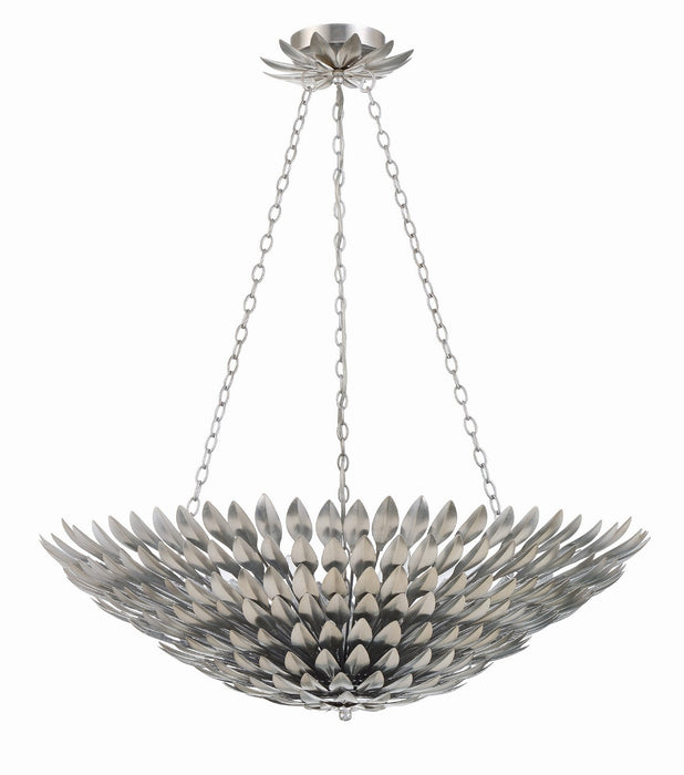 Crystorama 519-SA Eight Light Chandelier, Antique Silver