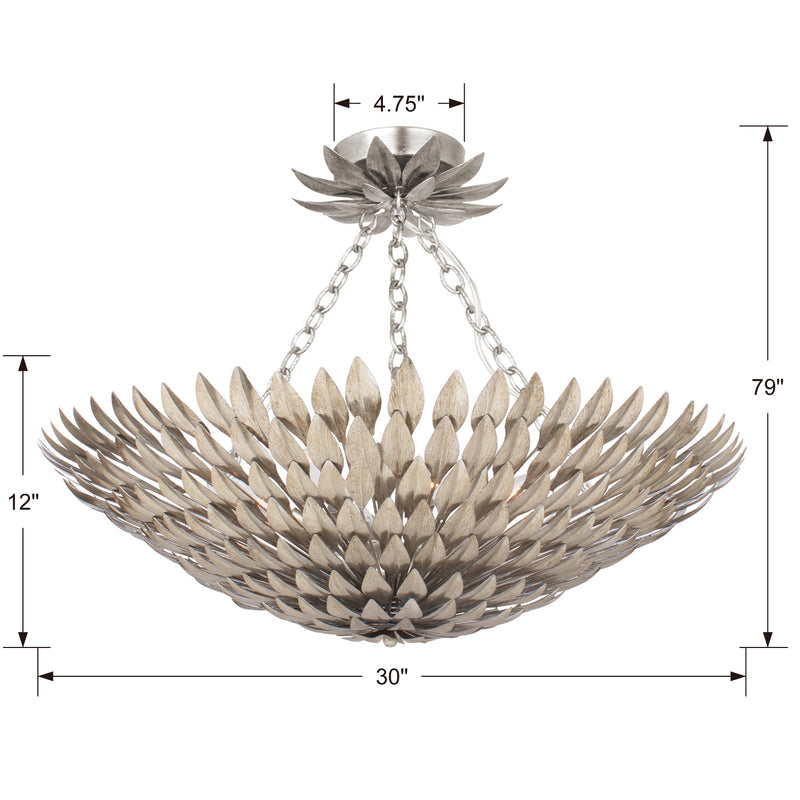 Crystorama 519-SA_CEILING Eight Light Semi Flush Mount, Antique Silver