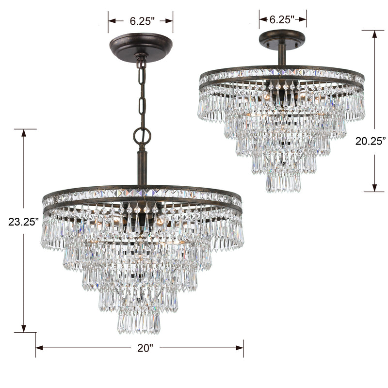 Crystorama 5264-EB-CL-MWP Seven Light Chandelier, English Bronze