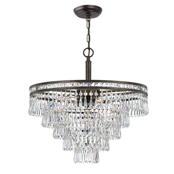 Crystorama 5264-EB-CL-MWP Seven Light Chandelier, English Bronze