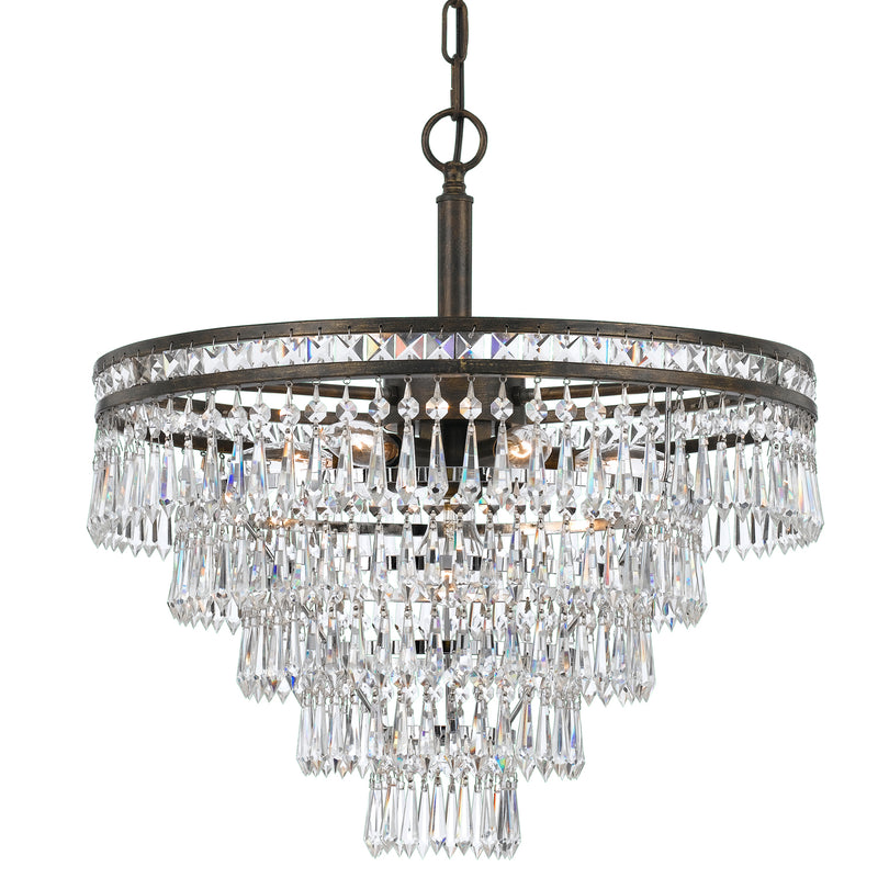 Crystorama 5264-EB-CL-MWP Seven Light Chandelier, English Bronze